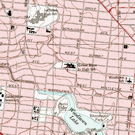 Topographic Map of Mann Middle School, TX
