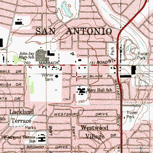 Topographic Map of Mary Hull Elementary School, TX