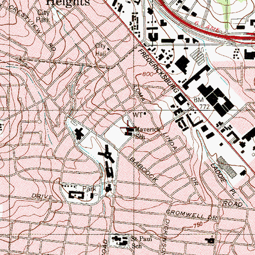 Topographic Map of Maverick Elementary School, TX