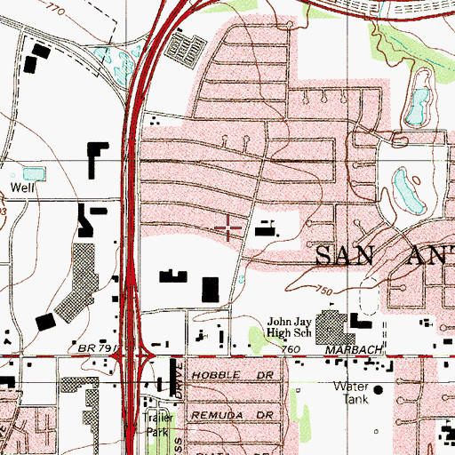 Topographic Map of Meadow Village Elementary School, TX