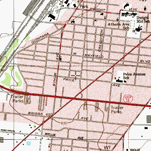 Topographic Map of Miguel Carrillo Junior Elementary School, TX