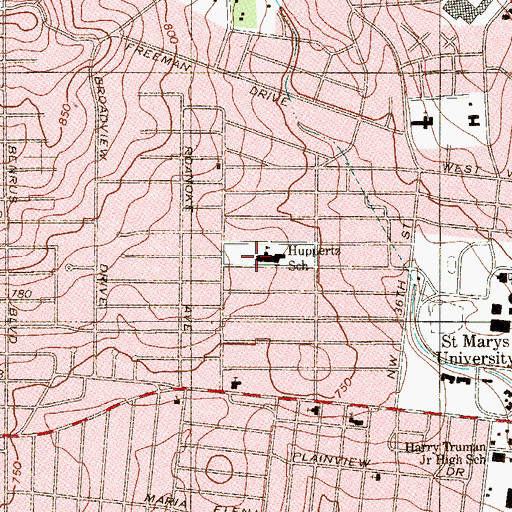 Topographic Map of Huppertz Elementary School, TX