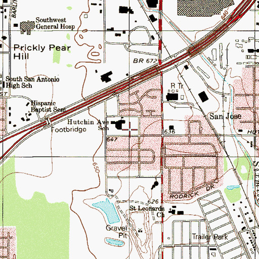 Topographic Map of Hutchins Elementary School, TX