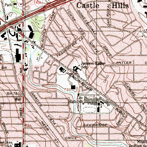 Topographic Map of Jackson - Keller Elementary School, TX