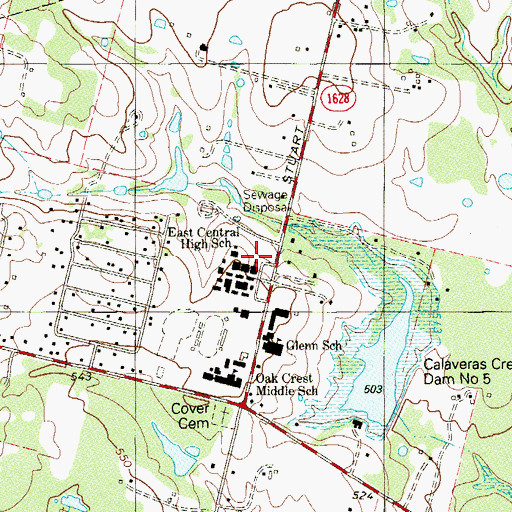 Topographic Map of John Glenn Elementary School, TX
