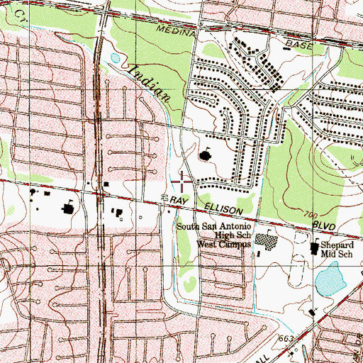 Topographic Map of Five Palms Elementary School, TX