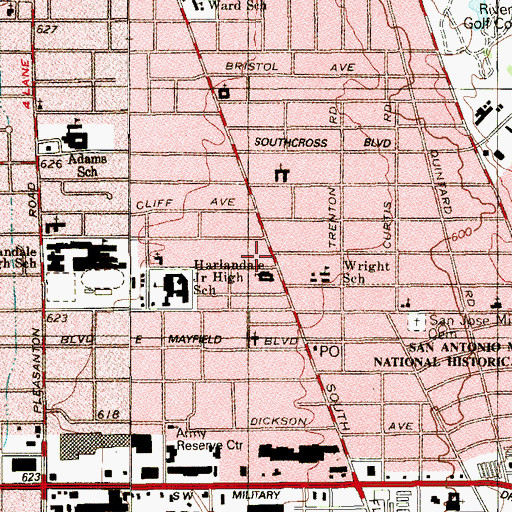 Topographic Map of Frank M Tejeda Academy, TX