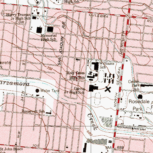 Topographic Map of Gus Garcia Junior High School, TX