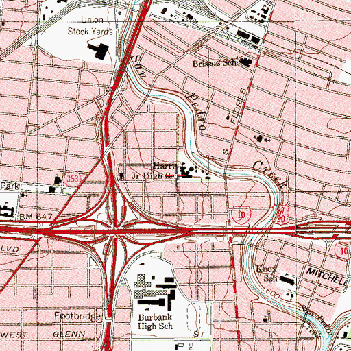 Topographic Map of Harris Middle School, TX