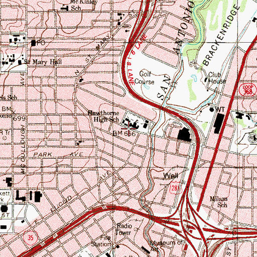 Topographic Map of Hawthorne Elementary School, TX