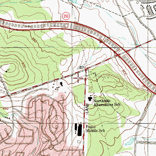 Topographic Map of E M Pease Middle School, TX