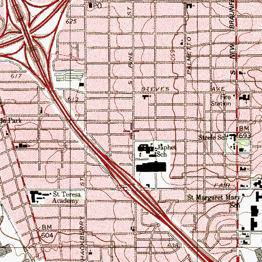 Topographic Map of Eloise Japhet Elementary School, TX