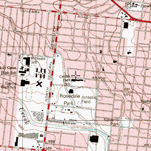 Topographic Map of Cenizo Park Elementary School, TX
