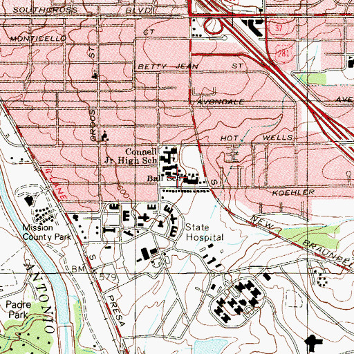 Topographic Map of Charles C Ball Elementary School, TX
