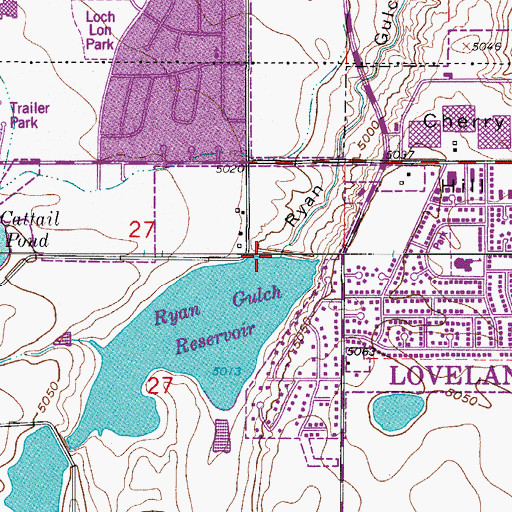 Topographic Map of Ryan Gulch Dam, CO