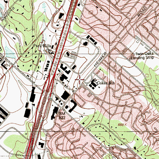 Topographic Map of Coker Elementary School, TX