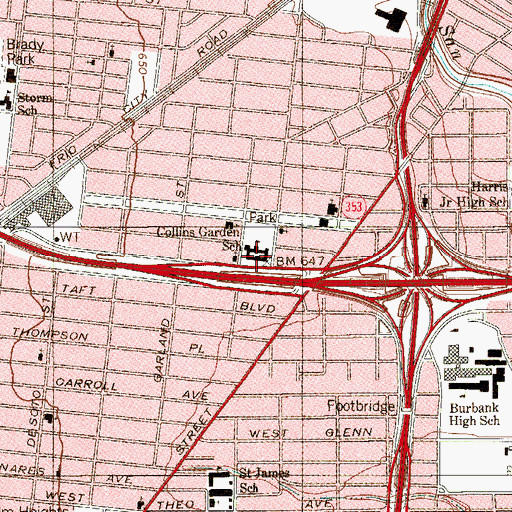 Topographic Map of Collins Garden Elementary School, TX