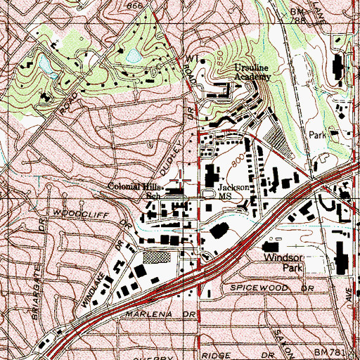 Topographic Map of Colonial Hills Elementary School, TX