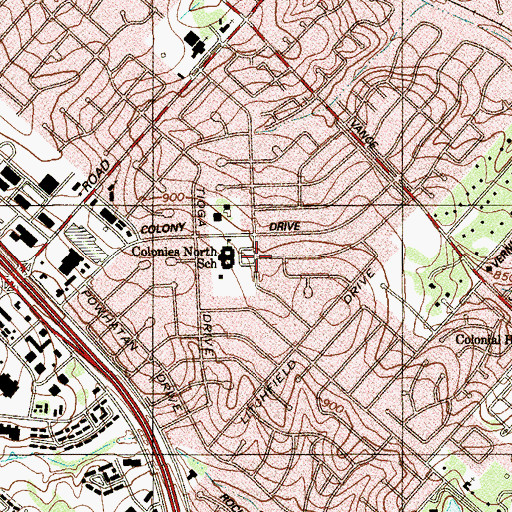 Topographic Map of Colonies North Elementary School, TX
