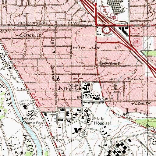 Topographic Map of Connell Middle School, TX