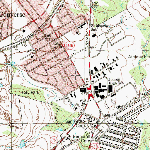 Topographic Map of Converse Elementary School, TX