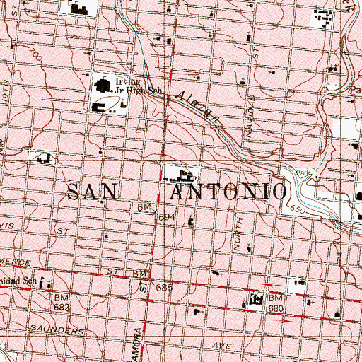 Topographic Map of David Crockett Elementary School, TX
