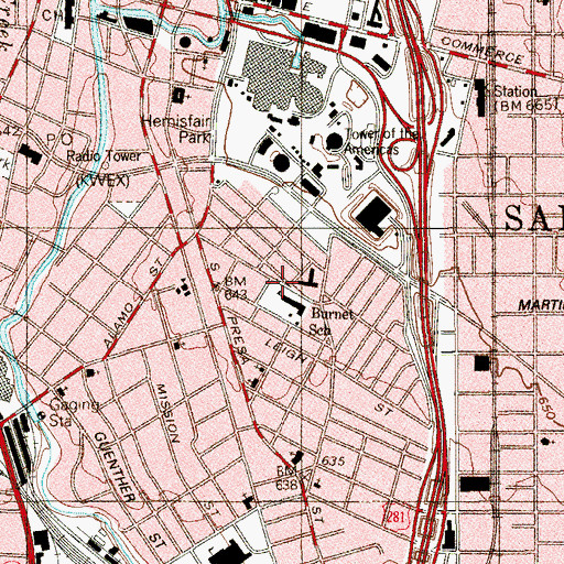 Topographic Map of David G Burnet Elementary School, TX