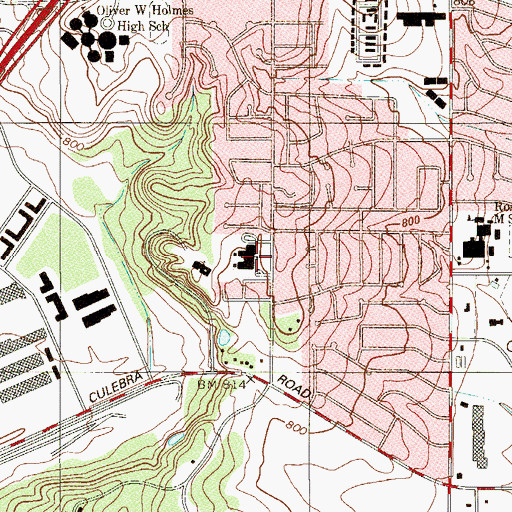 Topographic Map of Dolores Linton Elementary School, TX