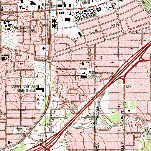 Topographic Map of Dorie Miller Elementary School, TX