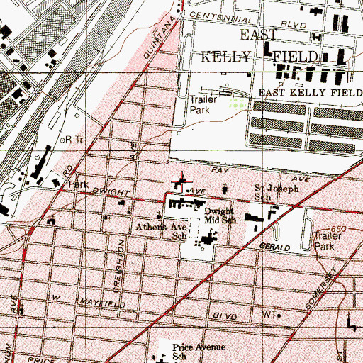 Topographic Map of Dwight Middle School, TX
