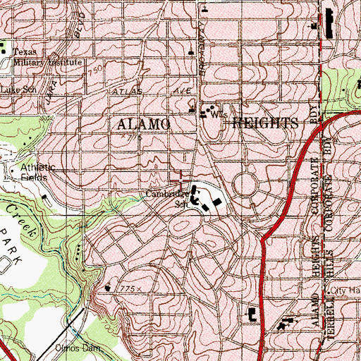 Topographic Map of Cambridge Elementary School, TX