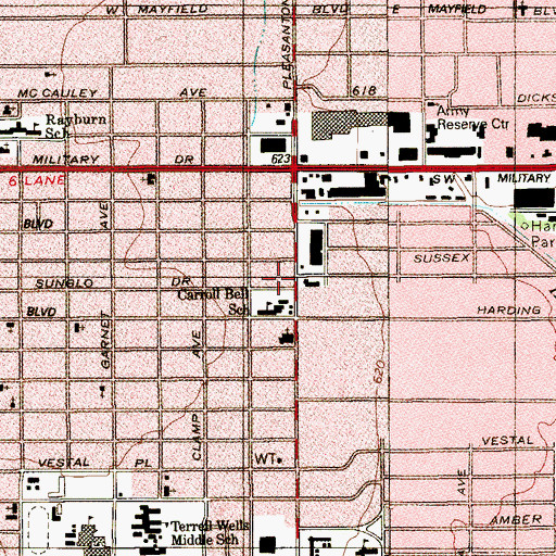 Topographic Map of Carroll Bell Elementary School, TX