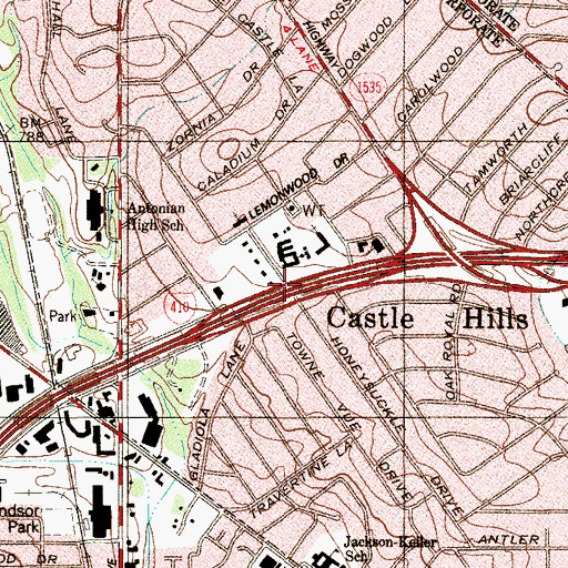 Topographic Map of Castle Hills Elementary School, TX