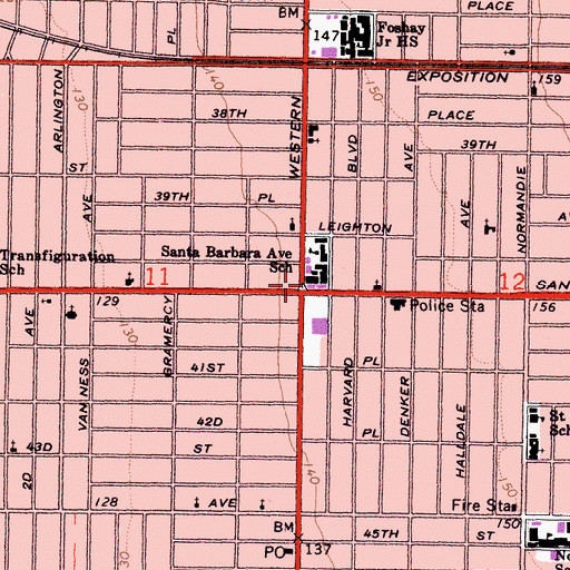 Topographic Map of Martin Luther King Jr Elementary School, CA