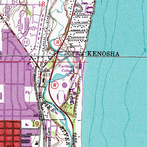 Topographic Map of Hedberg Library, WI