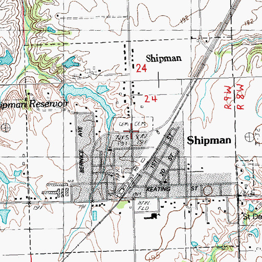 Topographic Map of Shipman Cemetery, IL