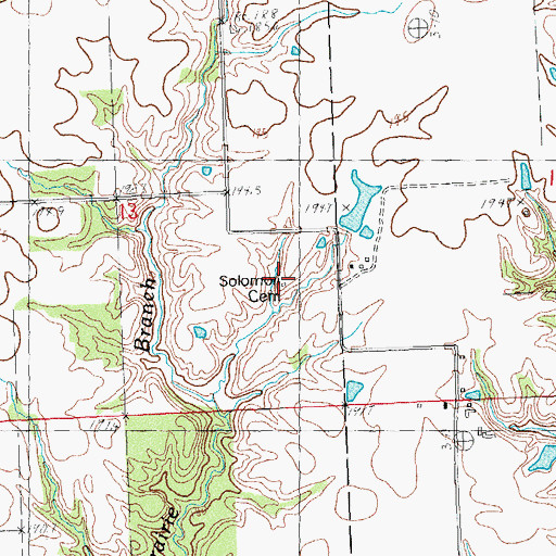 Topographic Map of Solomon G O Cemetery, IL