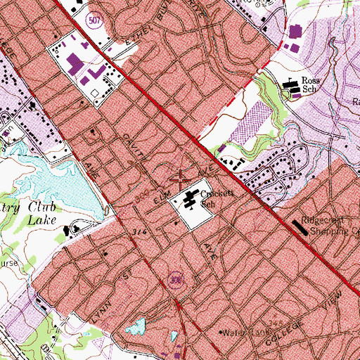 Topographic Map of Crockett Elementary School, TX