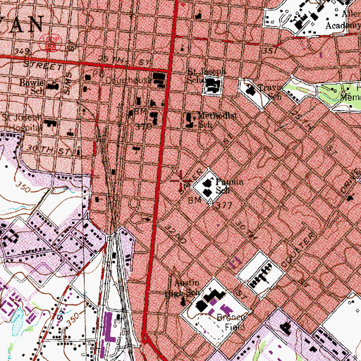 Topographic Map of Fannin Elementary School, TX