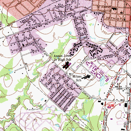 Topographic Map of Jones Elementary Magnet School, TX