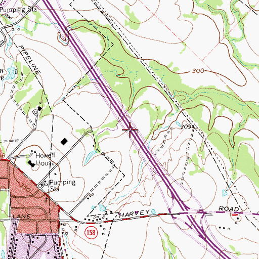 Topographic Map of Sam Rayburn Middle School, TX