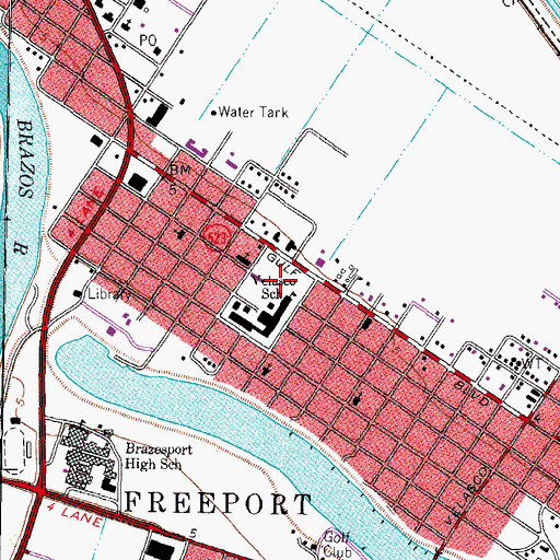 Topographic Map of Velasco Elementary School, TX