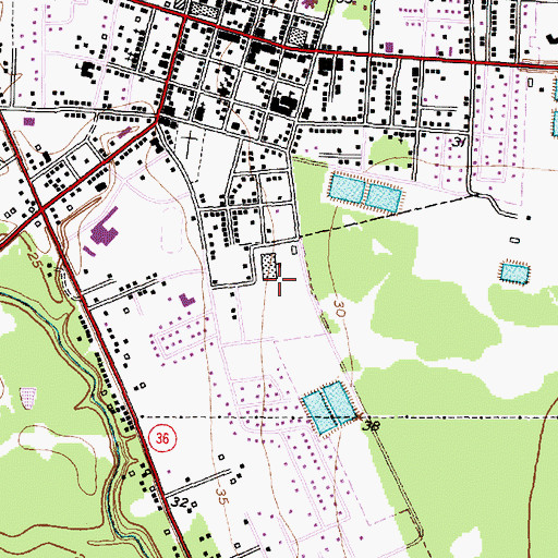 Topographic Map of West Columbia Elementary School, TX