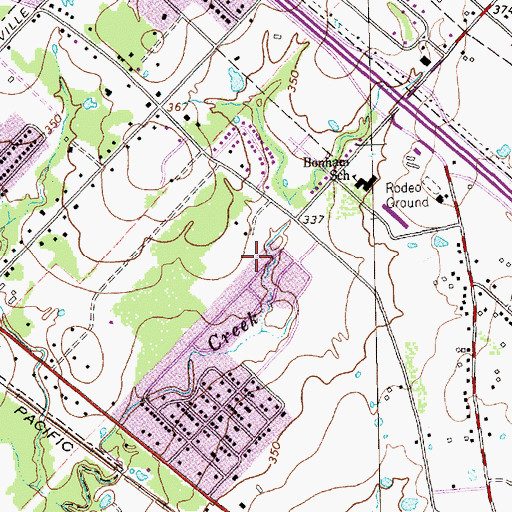 Topographic Map of Bonham Elementary School, TX