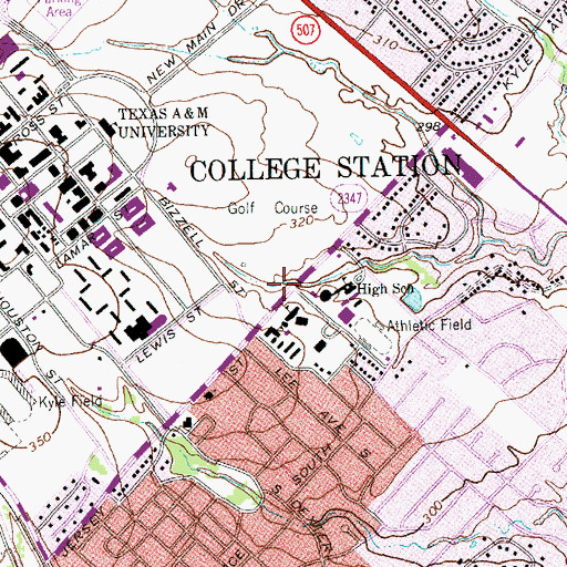 Topographic Map of Willow Branch Intermediate School, TX
