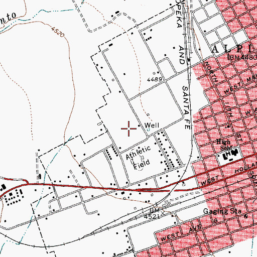 Topographic Map of Alpine Middle School, TX