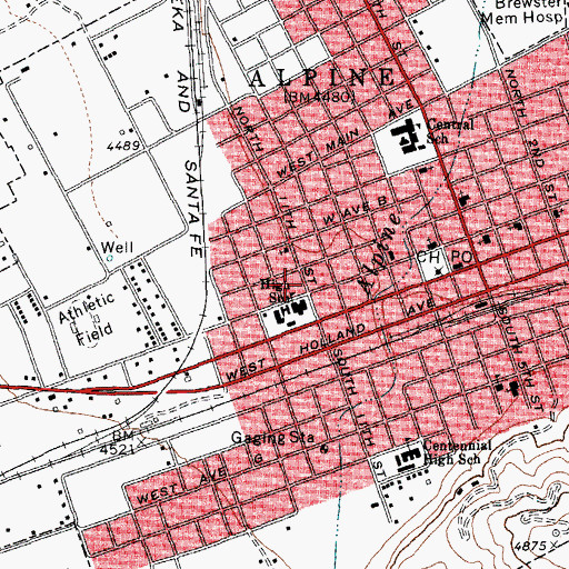 Topographic Map of Pete Gallego Senior Center, TX