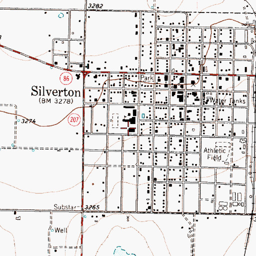 Topographic Map of Silverton School, TX