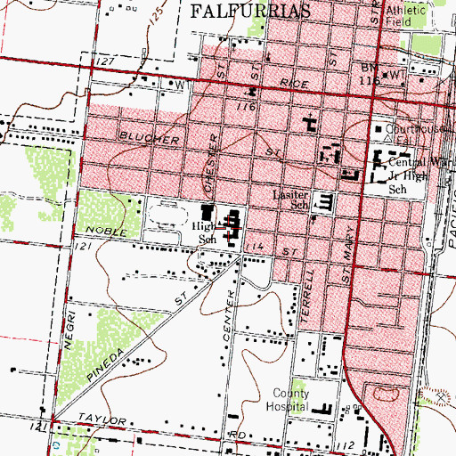 Topographic Map of Brooks Sixth Grade Campus, TX