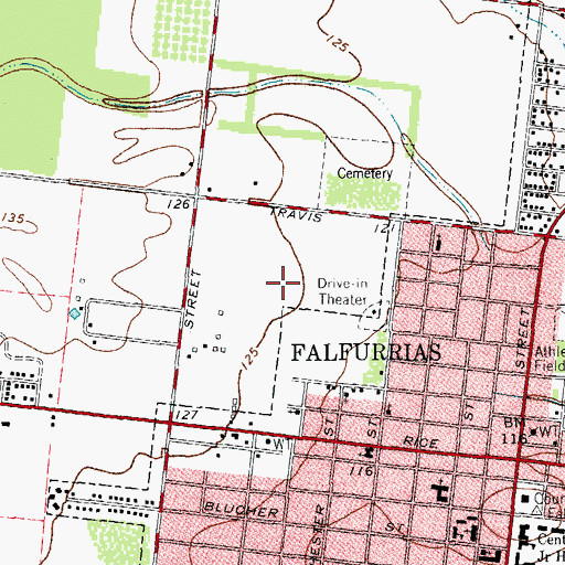 Topographic Map of Falfurrias High School, TX